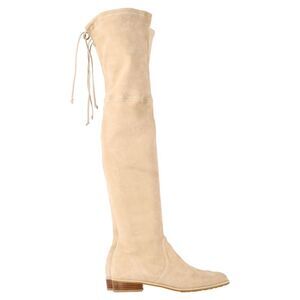Stuart Weitzman Lowland Over-The-Knee Boots in Beige Suede